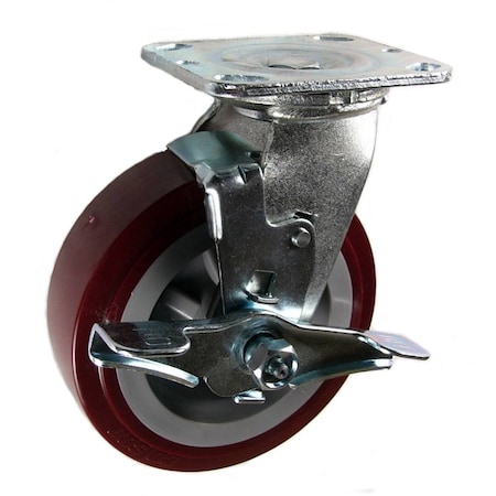 Mapp Caster 6"X2" Polyurethane Wheel Swivel Caster W/ Top Lock Brake - 900 Lbs Cap 146UPRB620SB